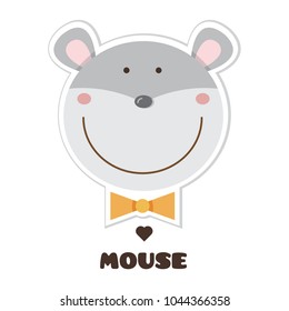 Mouse. Sticker. Vector illustration.