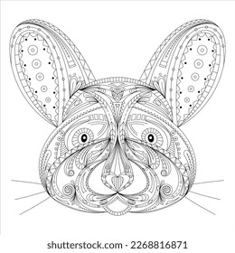 mouse stylized zentangle, ornament. coloring book page for adult. Vector illustration. Hand drawn artwork