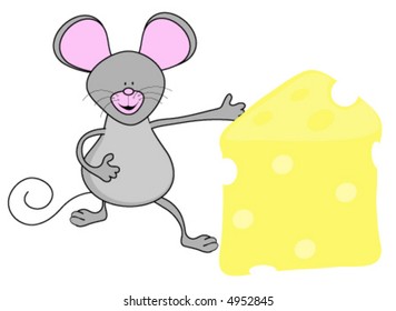Mouse with swiss cheese vector.