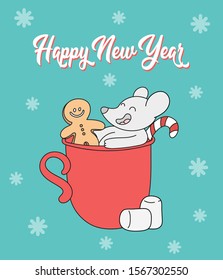mouse  symbol of 2020 new year mouse in the cup of cacao
