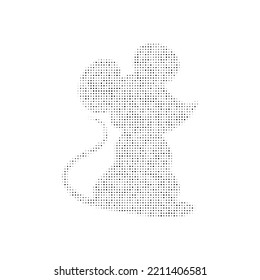 The mouse symbol filled with black dots. Pointillism style. Vector illustration on white background