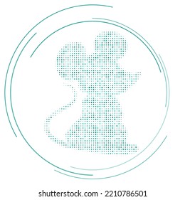 The mouse symbol filled with teal dots. Pointillism style. Vector illustration on white background