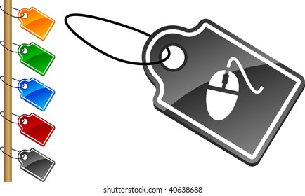 Mouse  tag set. Vector illustration.