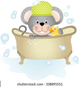 Mouse taking a bath
