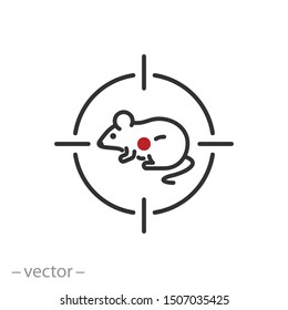 mouse target icon, pest rodent, sight on rat, thin line web symbol on white background - editable stroke vector illustration eps10