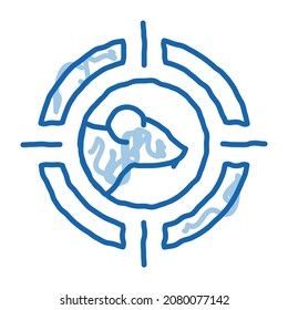 Mouse Target sketch icon vector. Hand drawn blue doodle line art Mouse Target sign. isolated symbol illustration