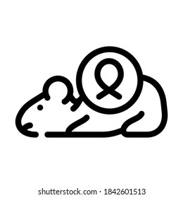 ratón para el vector de icono de línea de medicamentos de prueba. marca del ratón para medicamentos de prueba. símbolo de contorno aislado ilustración negra