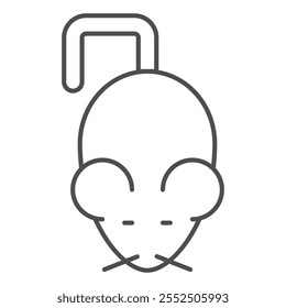 Mouse thin line icon, halloween theme concept. Vector graphics. Mice sign on white background, outline style icon for mobile or web design