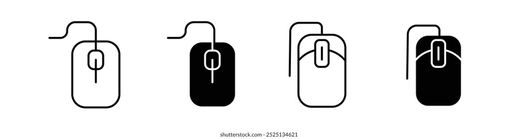 Coleção de ícones de vetor de linha fina do mouse