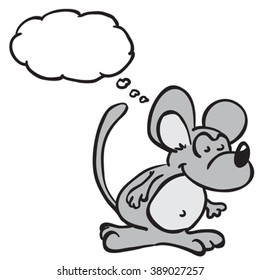 mouse with thought bubble cartoon