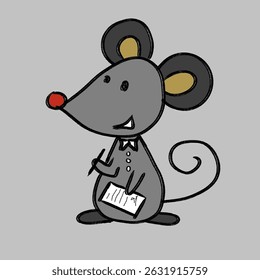 mouse in tie carries signed contract.