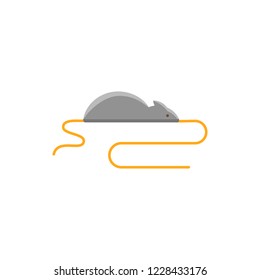 Mouse toy flat icon logo element in black color vector illustration. Outline symbol of toy mousy for design website apps print media. Isolated on white background