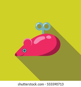 mouse toy flat style with long shadow isolated on green background. items for pets vector sign symbol