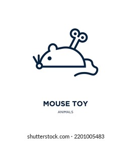 mouse toy icon from animals collection. Thin linear mouse toy, toy, mouse outline icon isolated on white background. Line vector mouse toy sign, symbol for web and mobile