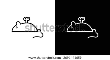 Mouse toy icon in black line illustration. Design logo for app, UI.