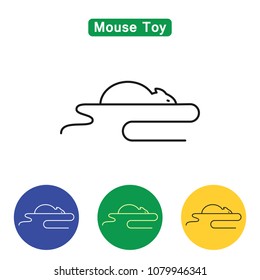Mouse toy line icon logo element in black color vector illustration. Outline symbol of toy mousy in colorful circles for design website apps print media. Editable stroke. Isolated on white background