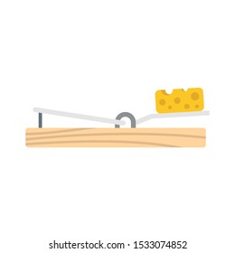 Mouse trap cheese icon. Flat illustration of mouse trap cheese vector icon for web design