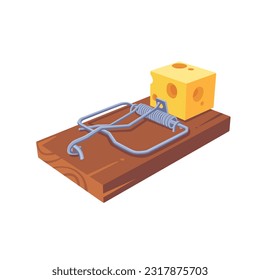 mouse trap with  cheese, isolated on white background.Vector eps 10.perfect for wallpaper or design elements