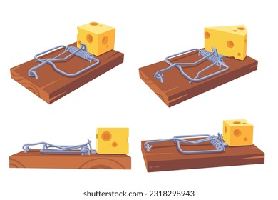 mouse trap with cheese, isolated on white background.Vector eps 10.perfect for wallpaper or design elements