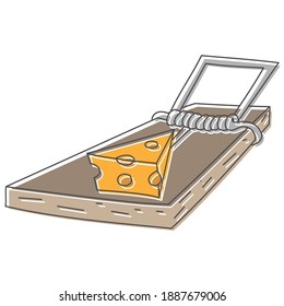 Mouse Trap Hand Drawn Design Vector Illustration