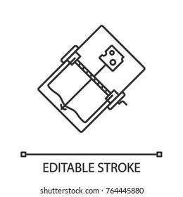 Mouse trap linear icon. Thin line illustration. Rodents bait. Contour symbol. Vector isolated outline drawing. Editable stroke