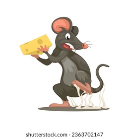 Mouse Trap Sticky Pad Cartoon illustration Vector