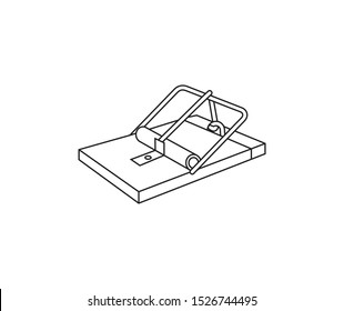 Mouse Trap Vector Illustration Line Outline Logo Icon Template