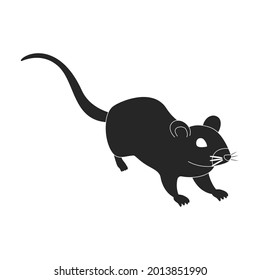 Mouse vector black icon. Vector illustration rat on white background. Isolated black illustration icon of mouse .