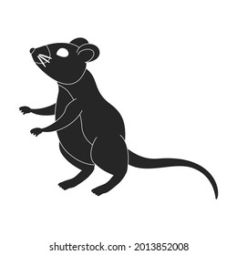 Mouse vector black icon. Vector illustration rat on white background. Isolated black illustration icon of mouse .