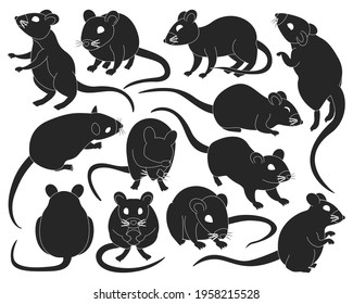 Mouse vector black set icon. Vector illustration animal on white background. Isolated black set icon mouse.