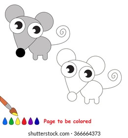 Mouse in vector cartoon to be colored. Coloring book for children.