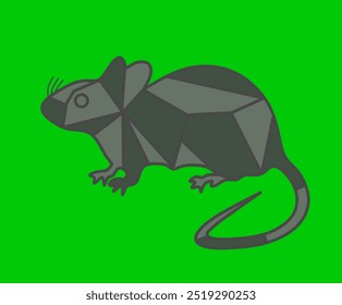 Rato. Mouse vetorial. Design de geometria do mouse. Fundo verde rato