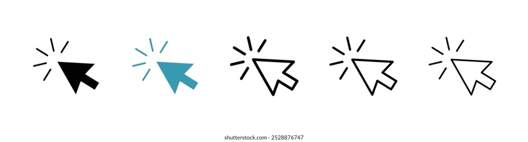 Mouse vector icon set in black and blue colors.