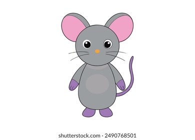 Mouse Vector Illustration, Cartoon, Clipart, Line Art Design