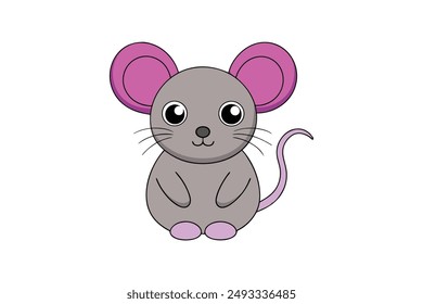 Mouse Vector Illustration, Cartoon, Clipart, Line Art Design