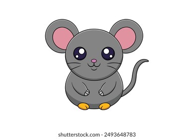 Mouse Vector Illustration, Cartoon, Clipart, Line Art Design