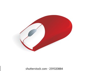 Mouse vector illustration. Icon. Red.