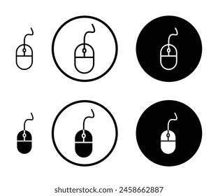 Mouse vector illustration set. PC wire mouse device vector icon suitable for apps and websites UI designs.