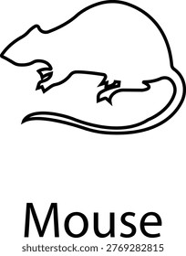 Mouse vector with rat rodent pest icons, vermin infestation control symbol prohibition sign silhouette outline isolated minimal editable design
