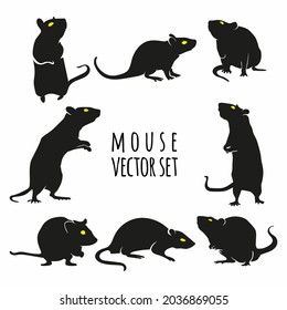 mouse vector set illustration, rat vector set