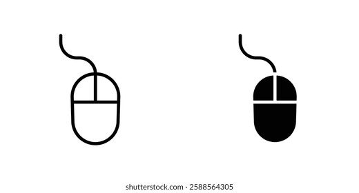 Mouse vectors icons set in filled and strokes on white background