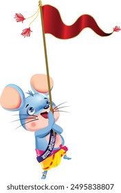 mouse, a vehicle of Lord Ganesha, Having a headband written 'lord Ganesha bless us' getting ready for India's biggest Festival Ganapati Festival, and serving Lord Ganesh as a Musician.