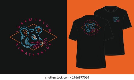 mouse vintage monoline hand drawn tshirt design