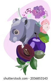 Ratón (vole) sobre una flor