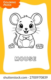 Die Maus wartet auf einen Käse zum Abendessen leere Füllung Vektor Design Illustration 