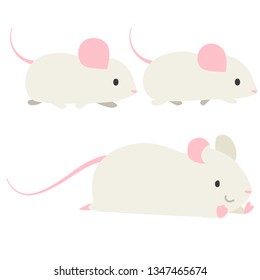 Mouse walking illustration set