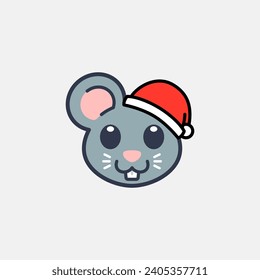 Mouse Wearing Santa Hat Illustration