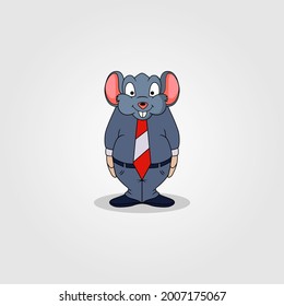 mouse wearing a suit vector illustration. eps 10