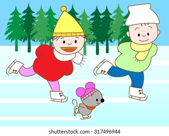 The mouse which enjoys skating with children
