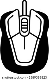 A mouse with a white handle